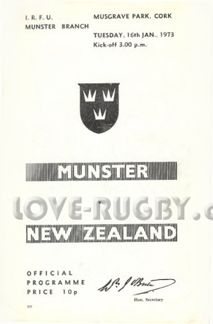 Munster New Zealand 1973 memorabilia